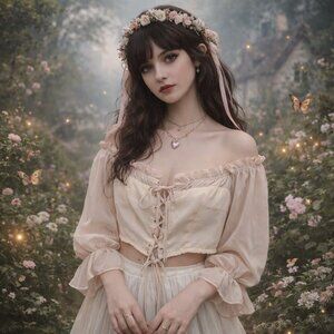 Pretty Little Things Crop Corsette Top Coquette Milkmaid Fairy Whimsy Lace Up.